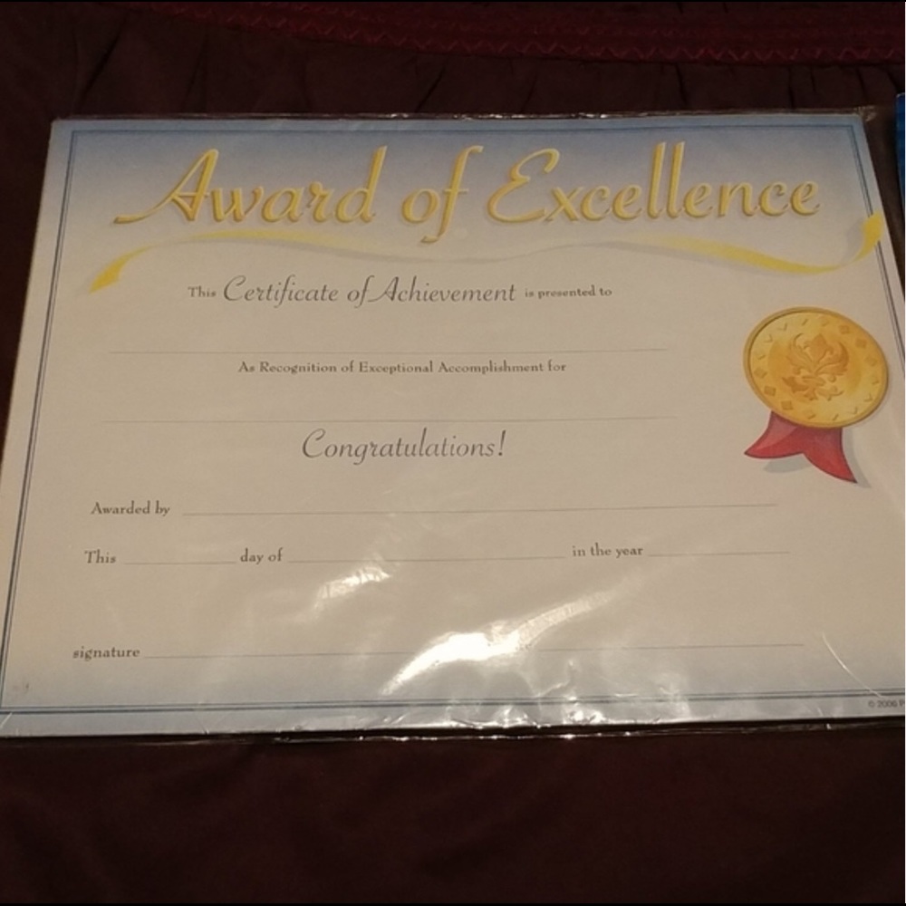 4/$15 🌻 NWT Pack of 8 Achievement Certificates